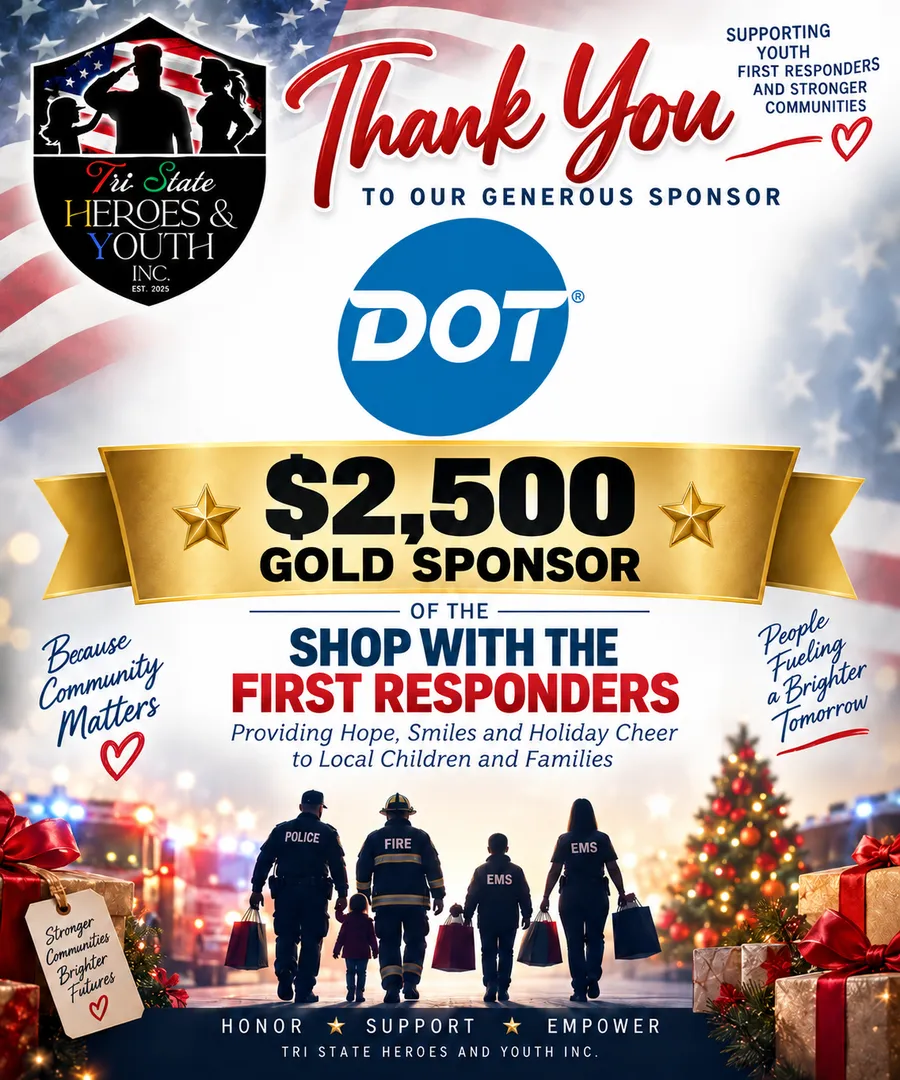 Thank-you flyer for DOT Foods, sponsor of Shop with the First Responders