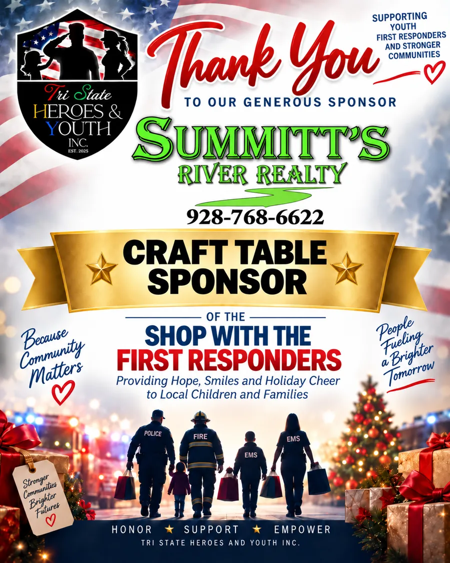 Thank-you flyer for Summitt's River Realty, sponsor of Shop with the First Responders